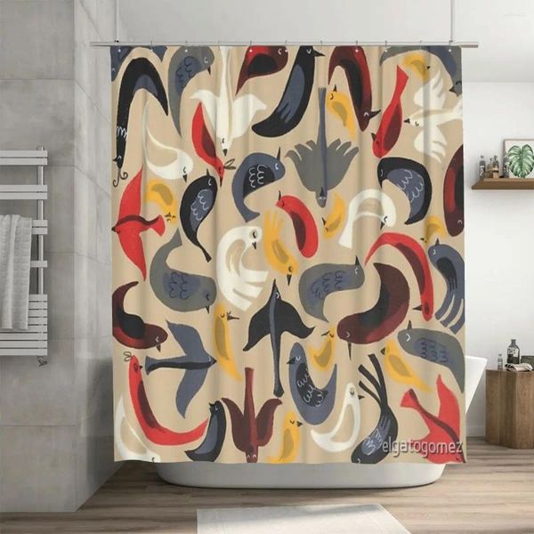 Rideaux de douche Birdie Collage, 72x72 pouces, avec crochets, motif personnalisé, décor de salle de bain