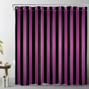 Rideaux de douche Rideau rayé noir et violet Rideau moderne abstrait minimaliste art vertical rayure vintage décor de salle de bain avec crochets