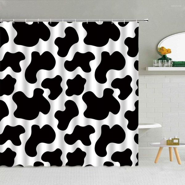 Rideaux de douche noir et blanc vache taches rideau Camouflage Plaid bois Grain léopard motif géométrique bain décor tissu crochets