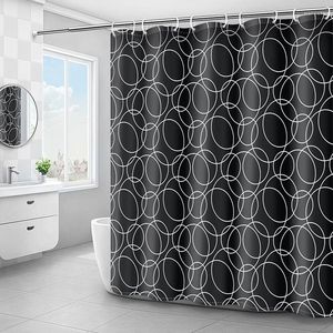 Cortinas de ducha círculo negro cortina de baño moderna cubierta de bañera impermeable Extra grande ancho para baño con ganchos