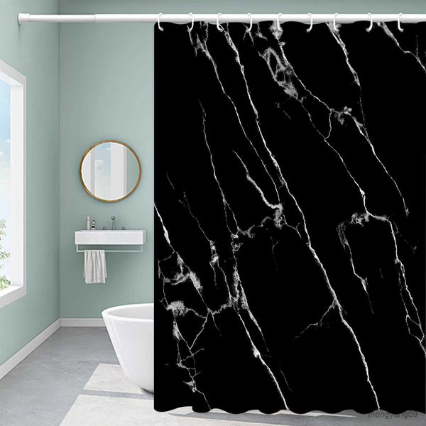 Cortinas de ducha Cortina de ducha de baño con grieta de mármol dorado negro, cortina de baño de tela de arte moderno decorativa abstracta de lujo R230831