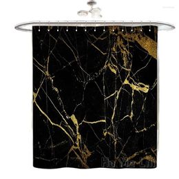 Rideaux de douche noire en marbre crack texture de luxe luxe abstrait en tissu décoratif art