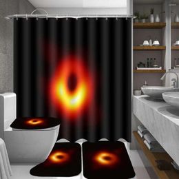 Rideaux de douche Black Hole étanche rideau de salle de bain Moille d'épreuve d'épreuve avec crochets de couvercle de siège de toilette Tapis d'entrée