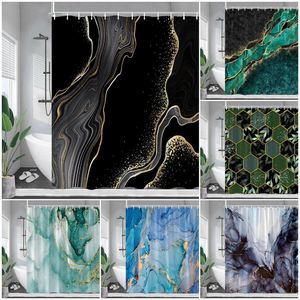 Rideaux de douche rideau en marbre noir abstrait géométrique or texturé moderne art de salle de bain tissu de salle de bain baignoire décoration de baignoire avec crochets