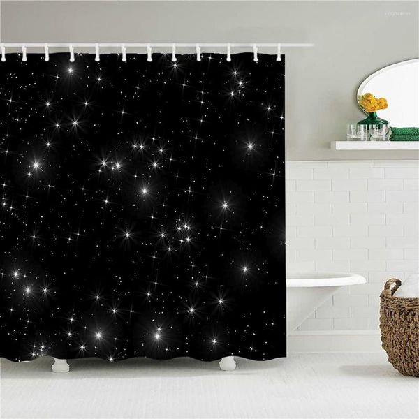 Rideaux de douche noir ciel étoilé ensembles de rideaux dans la nuit fantaisie galaxie univers pour salle de bain hors espace tissu Durable avec crochets