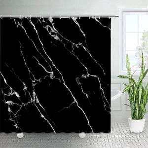 Douchegordijnen Zwart Wit Marmeren Gordijn Set Abstract Art Badkamer Decor Creatieve Geometrische Waterdichte Stof Bad Met Haken