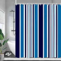 Douchegordijnen blauw en wit gestreept gordijn modern geometrisch minimalistisch bad polyester stof thuis badkamer decor met haken