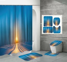 Rideaux de douche bleu fantasy Forest tissu hiver coucher de salle de bain rideau de salle de bain