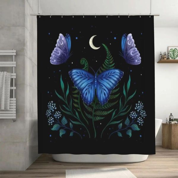 Rideaux de douche Rideau papillon Morpho bleu 72x72 pouces avec crochets motif personnalisé décor de salle de bain