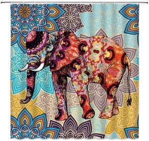 Rideaux de douche décoration animale colorée bohème éléphant africain avec tribu Mandala Match