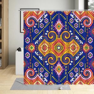 Douchegordijnen Boheems gordijn exotische badkamer home decor geometrisch patroon bad waterdicht met haken polyester stof