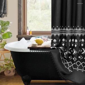 Rideaux de douche Style bohème avec crochet noir et blanc ferme tissu rideau nordique moderne salle de bain El gland imperméable décorer