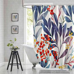 Rideaux de douche Boho Chic Tropical bleu Beige fleurs et feuilles salle de bain Frabic imperméable Polyester rideau de bain avec crochets