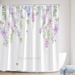 Rideaux de douche fleur botanique aquarelle violet bleu rose Floral feuilles vertes rideau de bain moderne Simple imprimé décor de salle de bain