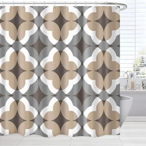 Rideaux de douche marron salle de bain rideaux de douche gris et Beige abstrait Tan blanc motif géométrique salle de bain décor 231007