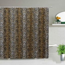 Rideaux de douche marron imprimé léopard rideau ensemble moderne Animal personnalité maison salle de bain décor bain tissu imperméable avec crochets
