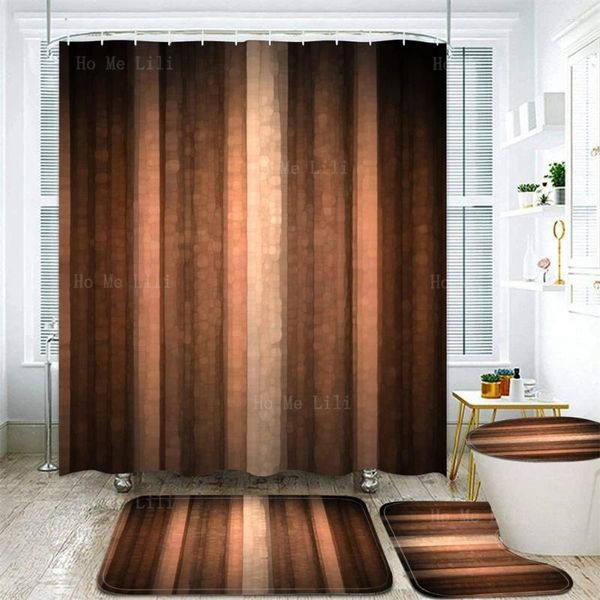 Rideaux de douche marron vintage cuivre orange abstrait rideau d'automne et tapis couvercle de couvercle de toilette