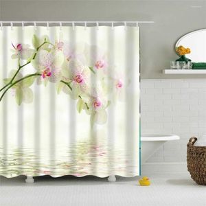 Rideaux de douche papillon orchidée salle de bain rideau plante florale élégant Art déco baignoire Polyester