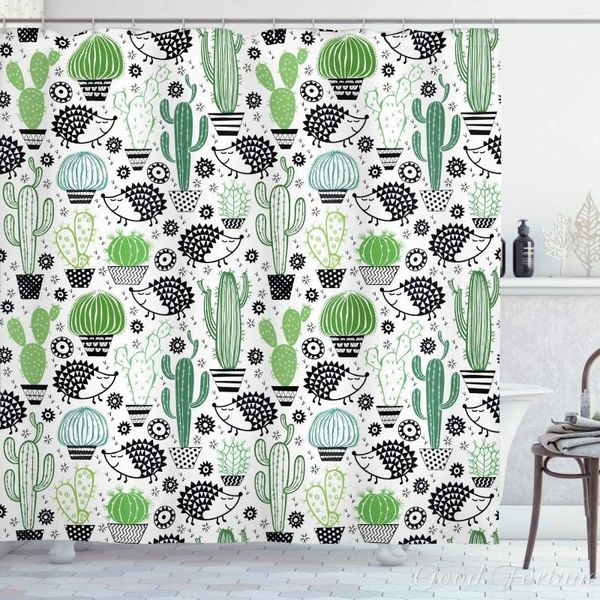 Rideaux de douche cactus rideau cariton style dessin inspiré du tirage au sort des animaux hérissons