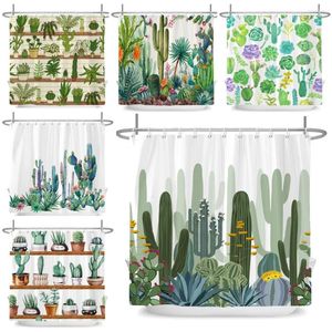 Douchegordijnen Cactus Noordse plantenbladeren badkamer badkuip decoratie waterdicht polyester badgordijn woning decor met haken