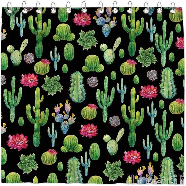 Rideaux de douche cactus plante noire par ho me lili rideau vert ferme tropical de salle de bain décoration de salle de bain facile cure lavable doux durable
