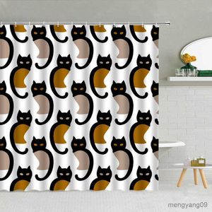 Douchegordijnen Cartoon Dieren Douchegordijnen Panda Kat Walvis Kind Waterdichte Stof Badgordijn Set Slaapkamer Badkamer Decor Met R230830