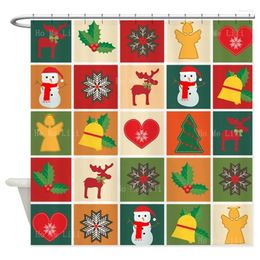 Courteaux de douche Cartoon Gadgets de Noël Elk Snowman Snowflake Heart Ordin de Noël Collage Collage de vacances d'hiver Curtain avec crochets