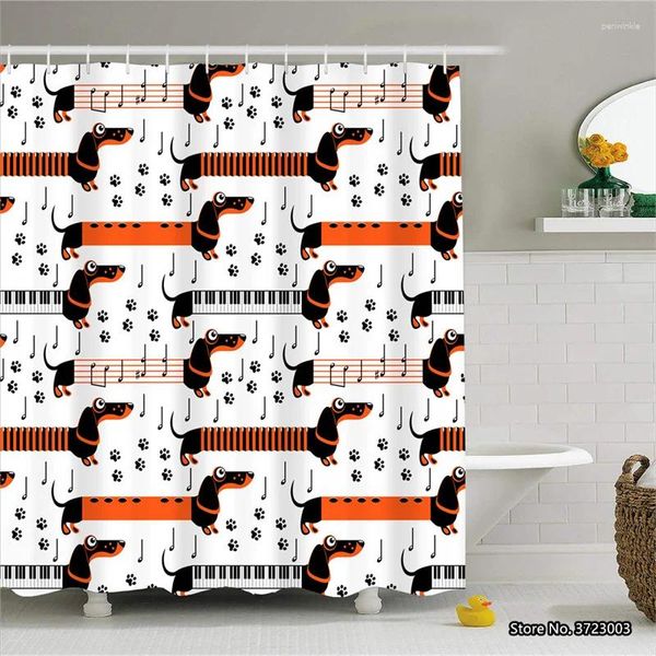 Rideaux de douche Cartoon Dog Design 3D Impression numérique Curtain imperméable Partage de confidentialité de salle de bain Nat de bain sans glissement