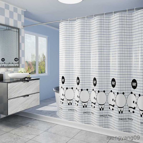 Tende da doccia Cartoon Panda Addensare Tende da doccia Fiore Tenda da bagno Impermeabile Bagno decorativo con R230831