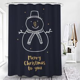 Douchegordijnen Cartoon Snowman Kerstboom Bad Gordijn Waterdicht douchegordijn Polyester Kerstbadscherm voor badkamercadeau 230523