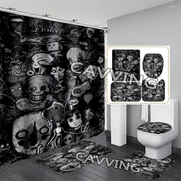 Cortinas de ducha Cavving 3D estampado SCP Foundation Impermeable Cortina de baño Anti-Slip Bath Mat Juego de alfombras Alfombras 02