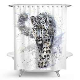 Cortinas de chuveiro Cheetah Leopard Lion Cortina Poliéster Impressão À Prova D 'Água Banheiro Selva Animais Leões Impressos Porta de Banho Decor276N