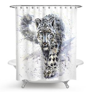 Rideaux de douche guépard léopard lion rideau en polyester imprime étanche de salle de bain jungle jungle lions lions de bain imprimé décoration de porte 298l