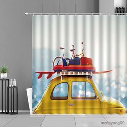 Rideaux de douche Enfants dessin animé imperméable rideau de douche ensemble créatif voyage voiture bébé douches décorations avec rideaux en tissu R230831