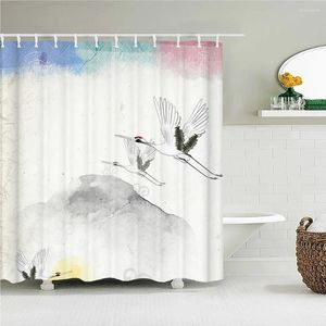 Rideaux de douche fleurs et oiseaux rideaux de salle de bain lotus 3d paysage imprimé imperméable tissu maison décoration