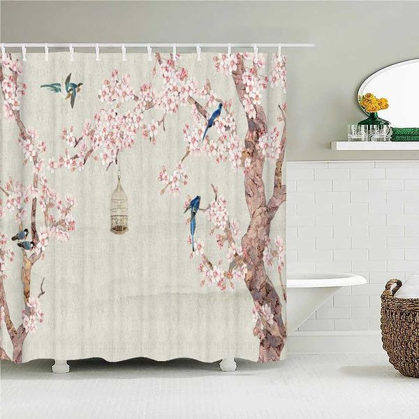 Rideaux de douche Paysage chinois peinture à l'encre rideau de douche imperméable salle de bain rideau de haute qualité Polyester tissu décor à la maison avec crochet