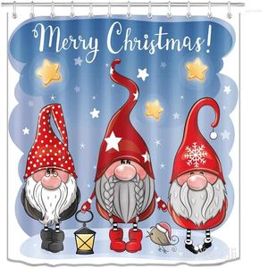 Douchegordijnen Kerstmis door Ho Me Lili Curtain Gnomes grappige Kerstman Polyester Fabric Badkamer Decor met haken