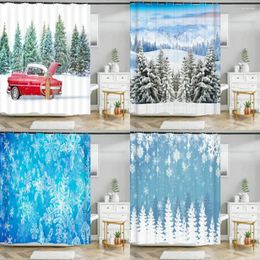 Douchegordijnen Kerstgordijn 3D Print Boom Sneeuwvlok Waterdicht Polyester Bad Home Decor Jaar