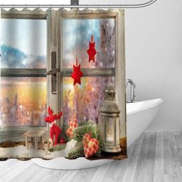 Rideaux de douche rideau de décoration de Noël 3D Tabillard en polyester étanche salle de bain haute définition des crochets d'impression pour la salle de bain
