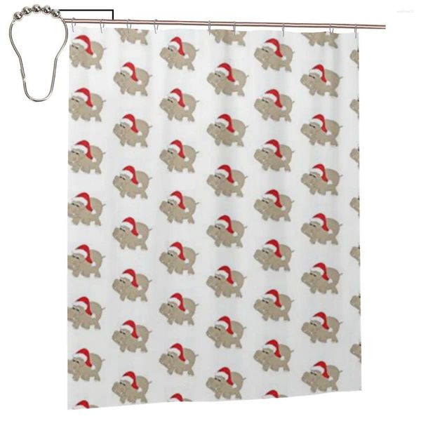 Rideaux de douche Christmas Hippopotamus Curtain pour Bathroon Personnalisé Bath Druny Set With Iron Hooks Home Decor Gift 60x72in