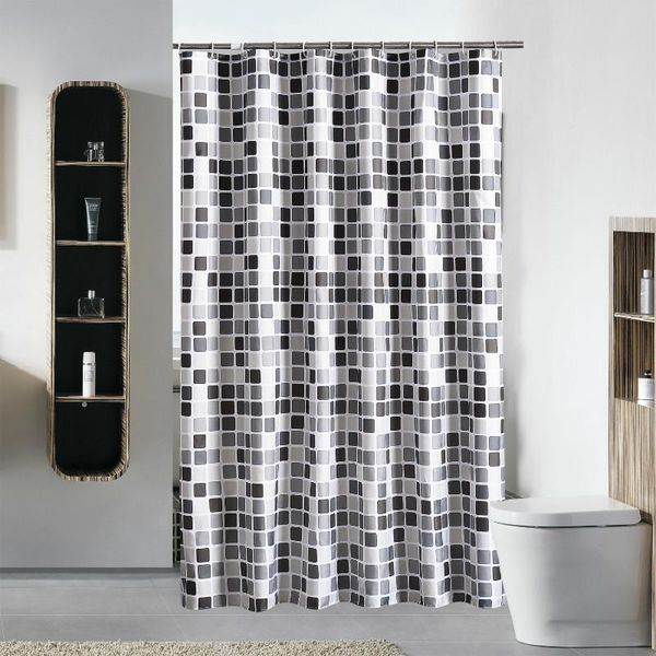 Rideaux de douche Rideau épais en polyester imperméable, cloison de salle de bain, décoration de maison, fenêtre géométrique avec crochet