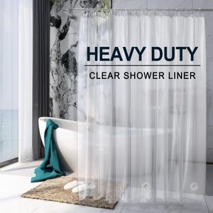 Shower Curtains Clear Shower Curtain Waterproof Transparent Curtains Liner Mildew Plastic Bath Curtains With Hooks Home PEVA Bathroom Decor 230920
