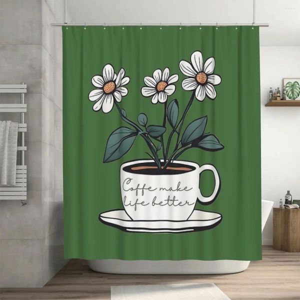 Rideaux de douche café rend la vie meilleure, 72x72 pouces, avec crochets, motif personnalisé, Protection de la vie privée