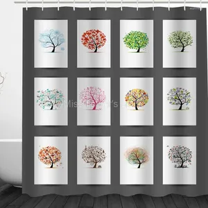 Rideaux de douche colorés cartes d'arbre créatives conception de motif de salle de bain personnalisée.