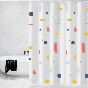 Rideaux de douche Rideau géométrique coloré enfants bain salle de bain pour baignoire couverture de bain Extra Large Large 12 pièces crochets Rideau