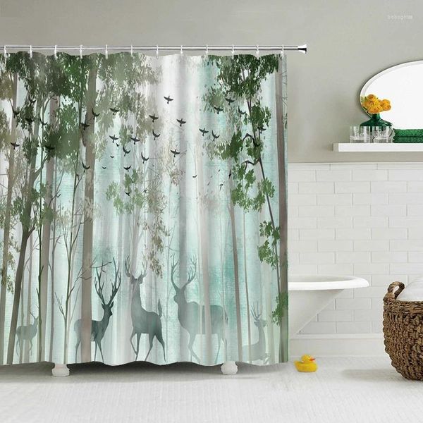 Rideaux de douche Coloré Rideau moderne 3D Salle de bain avec crochets Écran de séparation décoratif 180 240 Tissu lavable en polyester