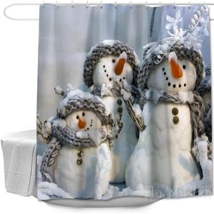 Rideaux de douche coloré étoiles de Noël neige de neige par ho me lili rideau ensemble avec des crochets pour le thème festif des vacances d'hiver décoration de salle de bain