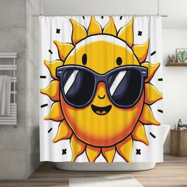 Rideaux de douche Cool Sun avec lunettes de soleil, 72x72 pouces, crochets, motif personnalisé, cadeau d'amoureux