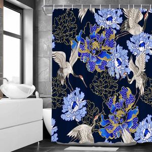 Douchegordijnen kranen bloem paars blauw roze bloemen tak Japanse decor stof zwart bad gordijn badkamer accessoires sets