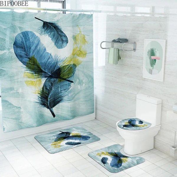 Rideaux de douche arts créatifs à imprimé rideau de salle de bain pneumatique moderne piédestal non glipt tarticule couvercle couvercle couvercle des nattes de bain